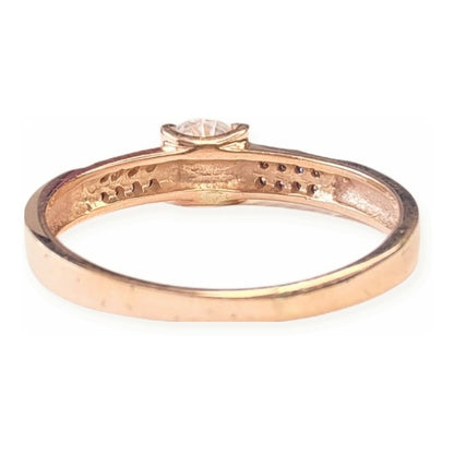 Anillo Compromiso Oro Rosa Circonias 10 K + Obsequio