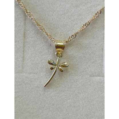 Kit Cadena Con Dije Mini  Libelula Oro 10 K  + Obsequio