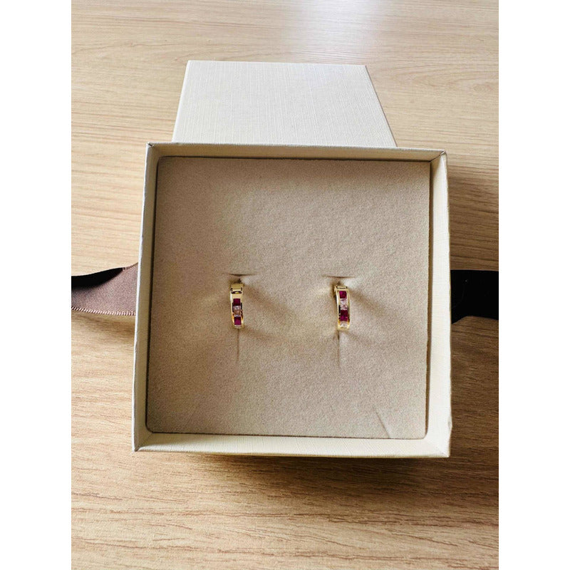 Huggies Circonias Bicolor Oro 10 K + Obsequio + Envío