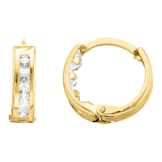 Huggies Circonias Blancas 1.2 Cm Oro 10 K + Obsequio + Envío