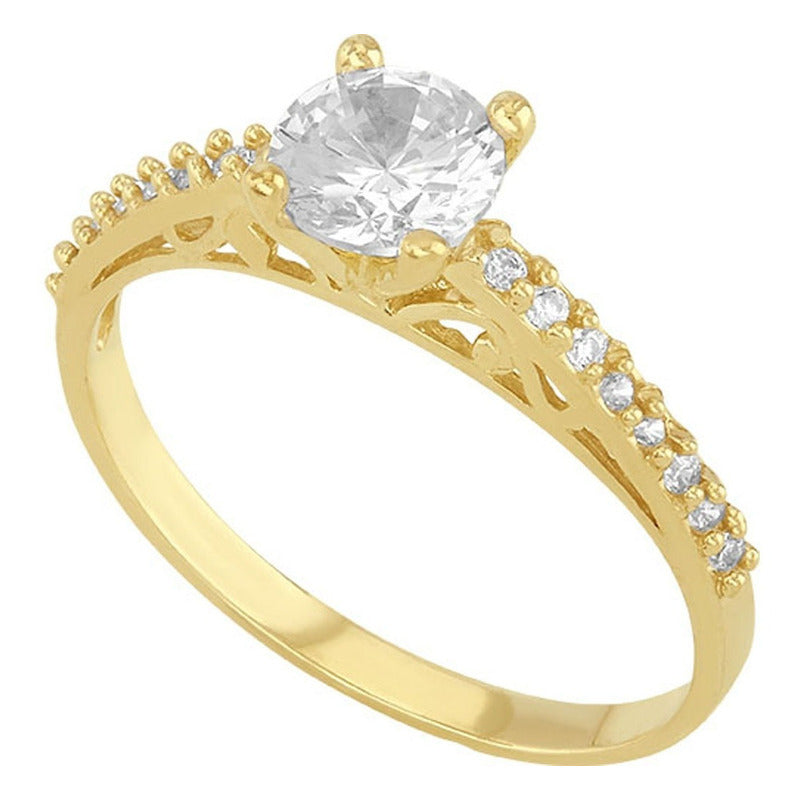 Anillo Solitario 4 Uñas Delgado En Oro 10 K + Obsequio