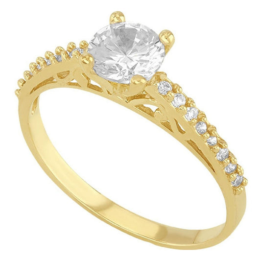 Anillo Solitario 4 Uñas Delgado En Oro 10 K + Obsequio