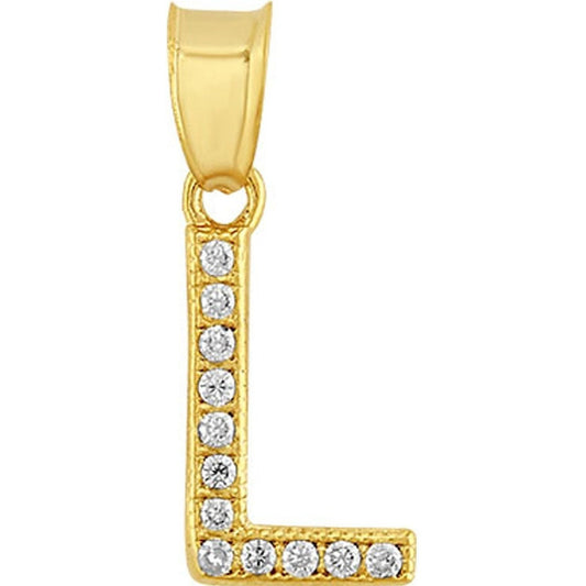 Dije Inicial L Con Zirconias En Oro De 10 K + Obsequio