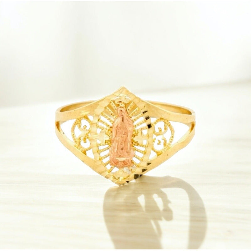 Anillo Virgen Rosa En Oro De 10 K + Obsequio