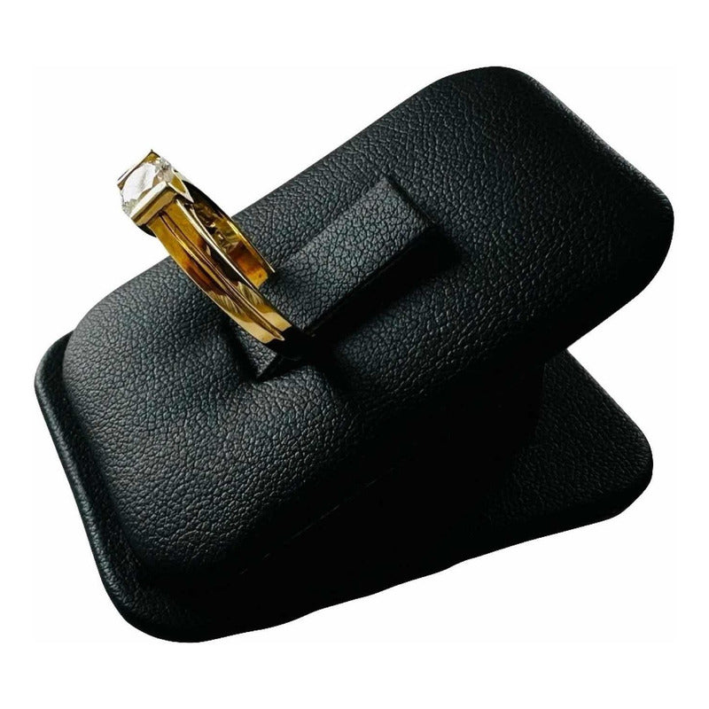 Anillo Compromiso Mont. Cuadrada Oro 14 K Zirconias + Obsequ