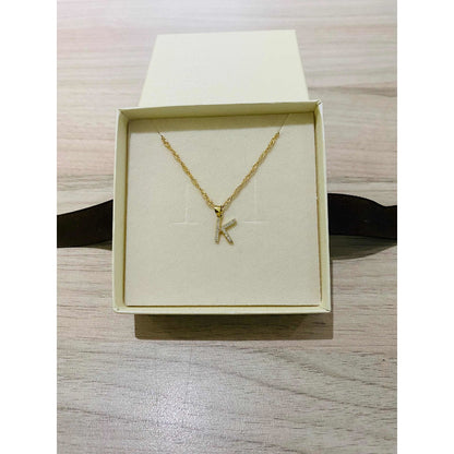 Kit Cadena Singapur Con Letra K Piedras Oro 10 K+ Obsequio