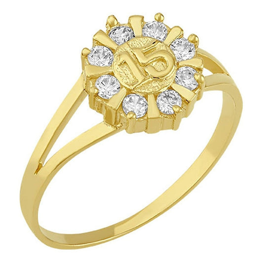 Anillo Roseta De Xv Años En Oro De 10 K + Obsequio + Envio