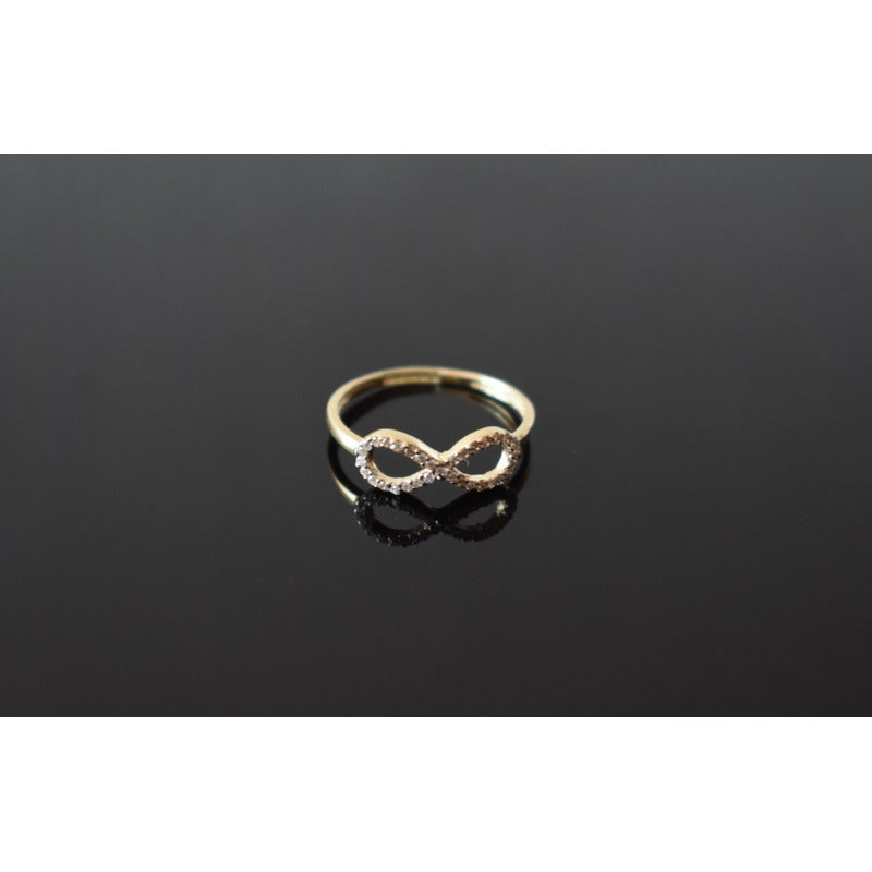 Anillo Infinito Cubierto Con Circonias Oro 10 K + Obsequio