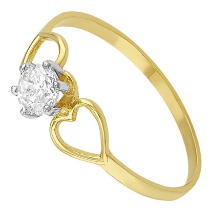 Anillo Solitario Para Niña Elaborado En Oro 10 K + Obsequio