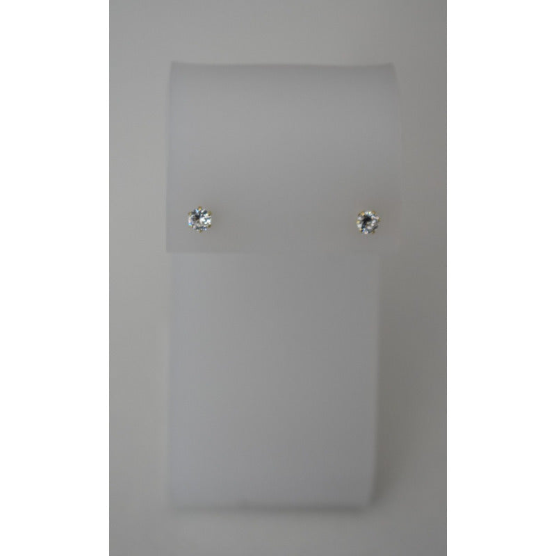 Broqueles Circonia Blancos 4 Mm Oro De 10 K + Obsequio