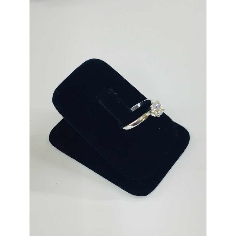 Anillo De Compromiso Clásico Oro Blanco 10 K