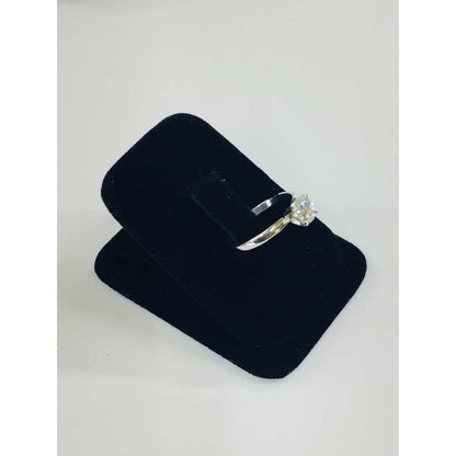 Anillo De Compromiso Clásico Oro Blanco 10 K