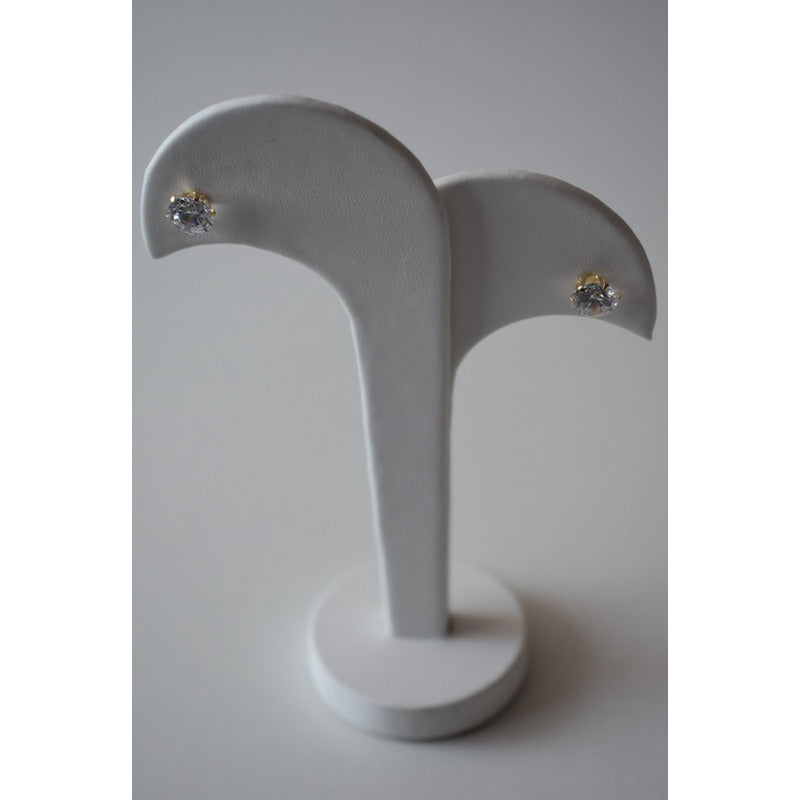 Broqueles Circonia 8 Mm Oro De 10 K + Obsequio