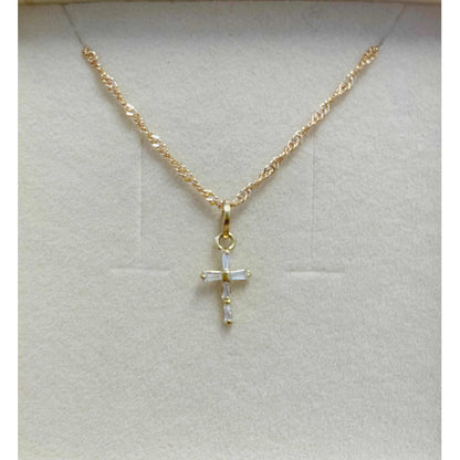 Kit Cadena Dije Cruz Zirconias Baguette Oro 10 K + Obsequio