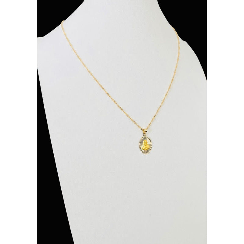 Kit Cadena Con  Medalla Sagrado Corazón Oro 10 K + Obsequio