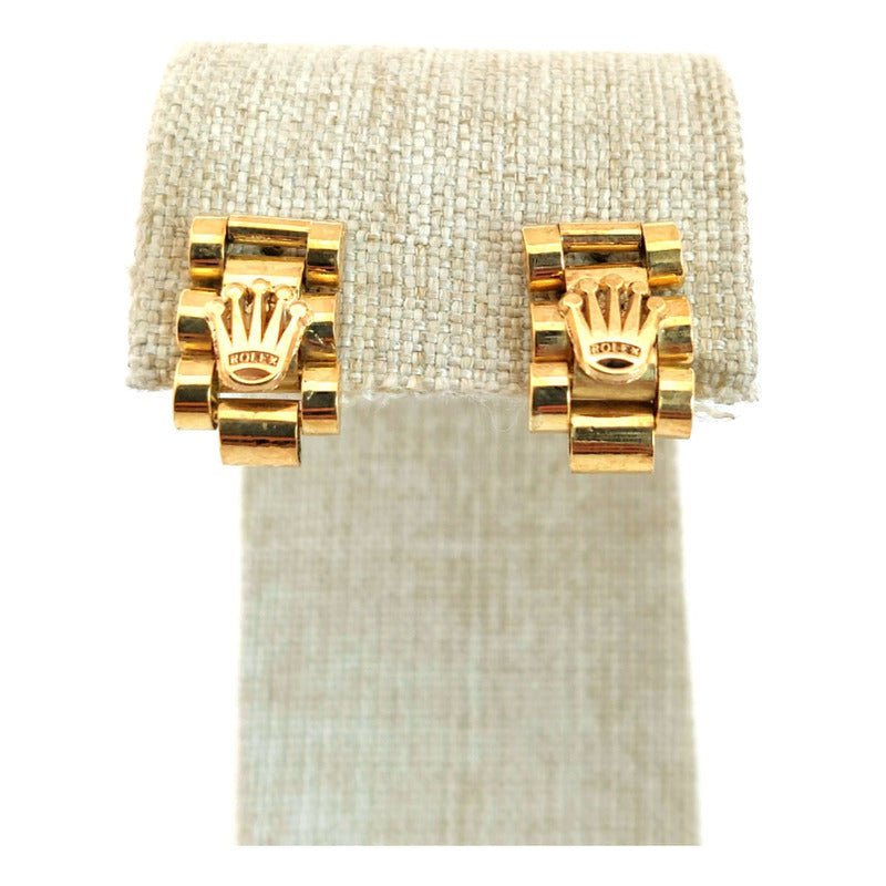 Aretes Tejido Rolex Macizos Oro 18 Kilates