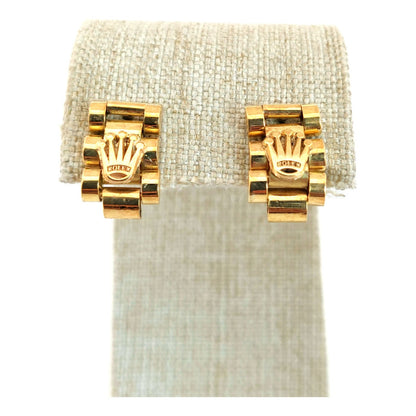 Aretes Tejido Rolex Macizos Oro 18 Kilates
