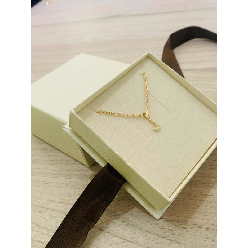 Kit Cadena Con Letra J Piedras Oro  10 K + Obsequio