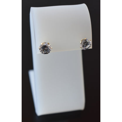 Broqueles Circonia 8 Mm Oro De 10 K + Obsequio