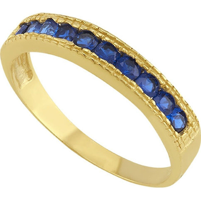 Anillo Churumbela Piedra Azul En Oro De 10 K + Obsequio