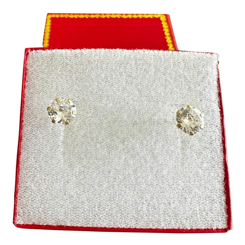 Broqueles Zirconias 6 Mm Oro 10 Kilates + Obsequio