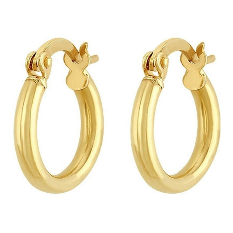 Arracada Tubo Lisa 1.3 Cm En Oro De 10 K + Obsequio + Envio