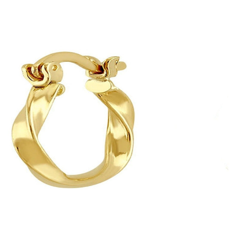 Arracada Torcida Delgada En Oro De 10 K + Obsequio + Envio