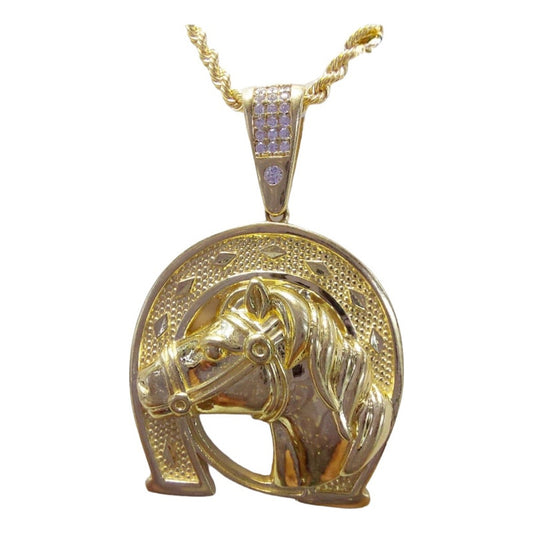 Kit Cadena + Dije Herradura Caballo Oro 10 K. + Obsequio