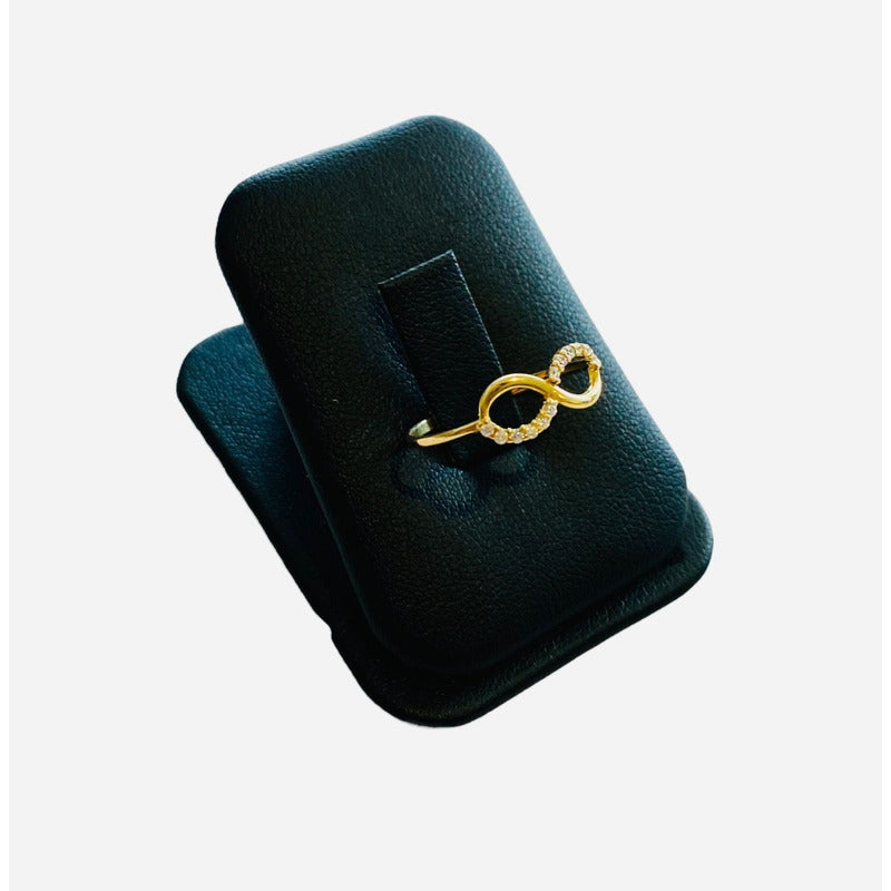 Anillo Infinito Con Circonias Oro 10 K + Obsequio