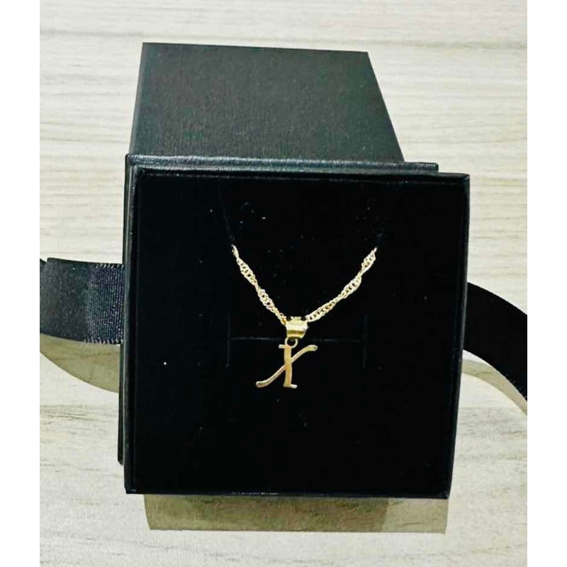 Kit Cadena Singapur Con Letra X Lisa Oro 10k+ Obsequio