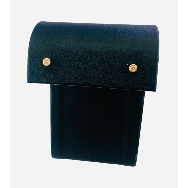 Broqueles Con Zirconia Rosa En 14 Kilates + Obsequio