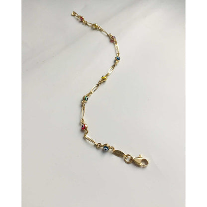 Pulsera De Ojos Turcos Oro 14 K + Obsequio