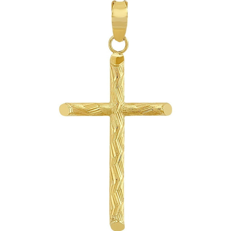 Kit Cadena Con Dije Cruz Diamantado Oro 10 K + Obsequio