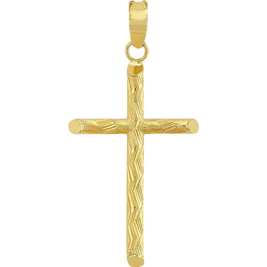 Kit Cadena Con Dije Cruz Diamantado Oro 10 K + Obsequio