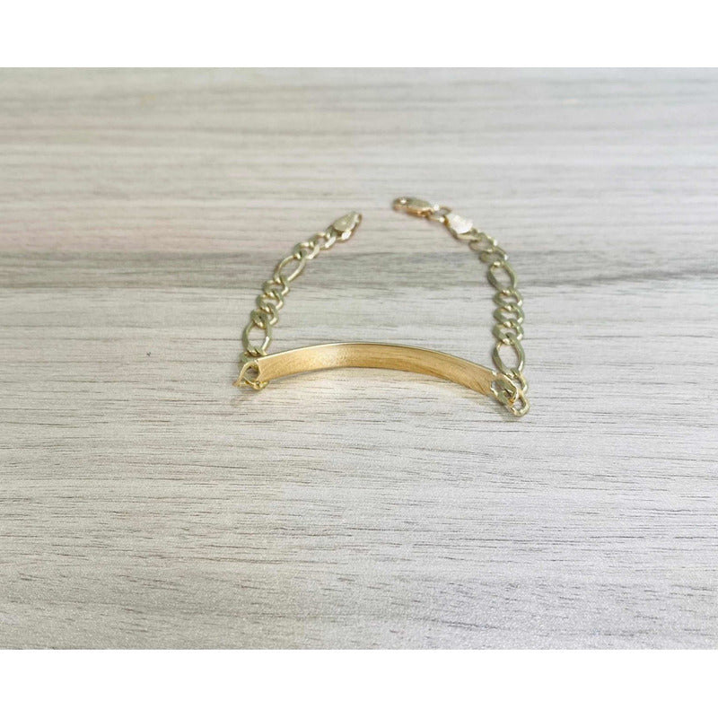 Esclava Caballero Placa Lisa De 21 Cm Oro 10 K + Obsequio