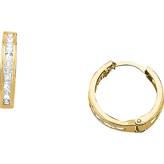 Aretes Huggies Circonias Oro 10 K + +