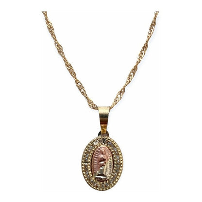 Medalla Virgen Guadalupe Circonias 3 Oros 10 K + Obsequio