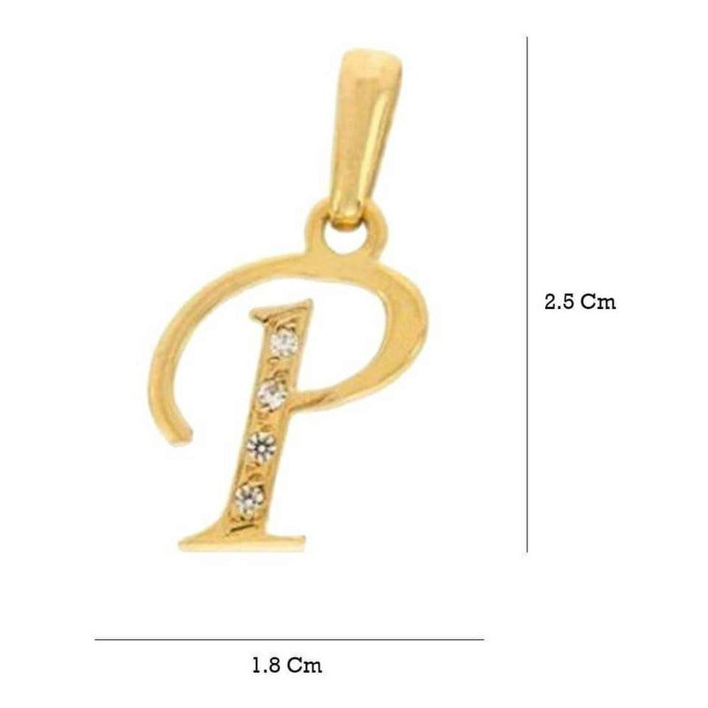 Dije Inicial Letra P Con Circonias Oro 14 K + Obsequio