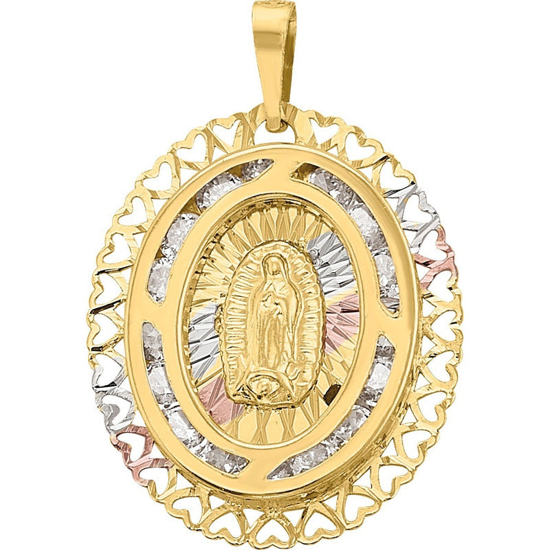 Medalla Virgen Guadalupe Circonias Oro 10 K + Obsequio