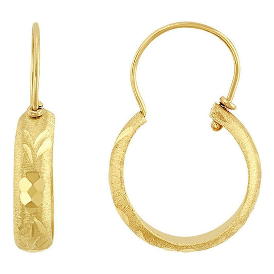 Arracada Mini Angosta Grabada #0 En Oro De 10 K +