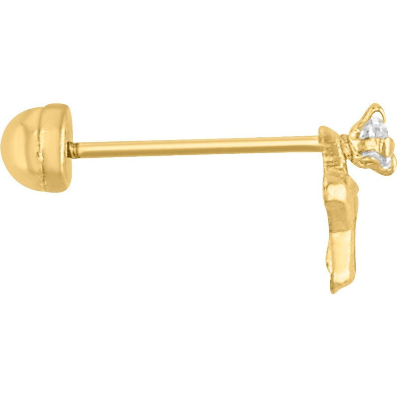 Broqueles De Estrella Con Zirconia En Oro De 14 Kilates