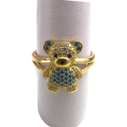 Anillo Oso Azul Joyería M De León Oro 10k + Regalo