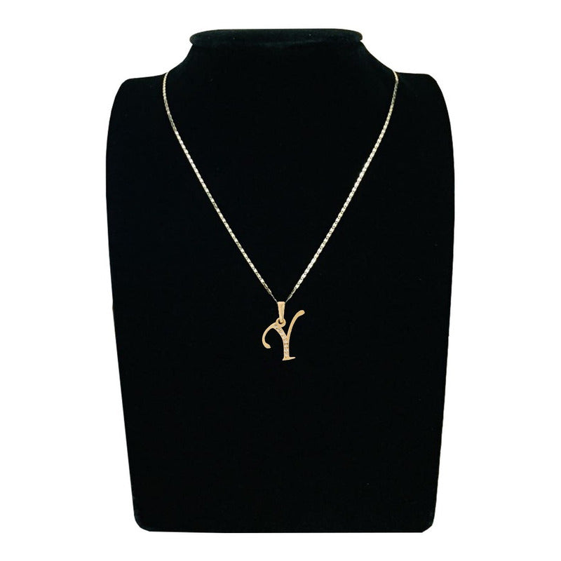 Dije Inicial Letra Y Con Circonias Oro 14 K + Obsequio