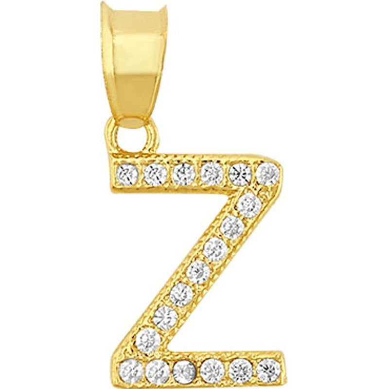 Dije Inicial Z Con Zirconias En Oro De 10 K + Obsequio
