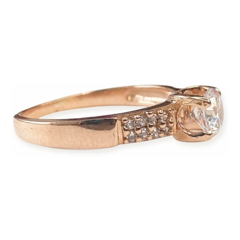 Anillo Compromiso Oro Rosa Circonias 10 K + Obsequio