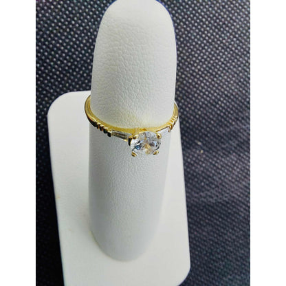 Anillo Solitario 2 Oros 10 Kilates Circonia + Obsequio