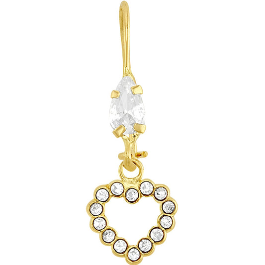Arete Corazón Bisel En Oro De 10 K + +