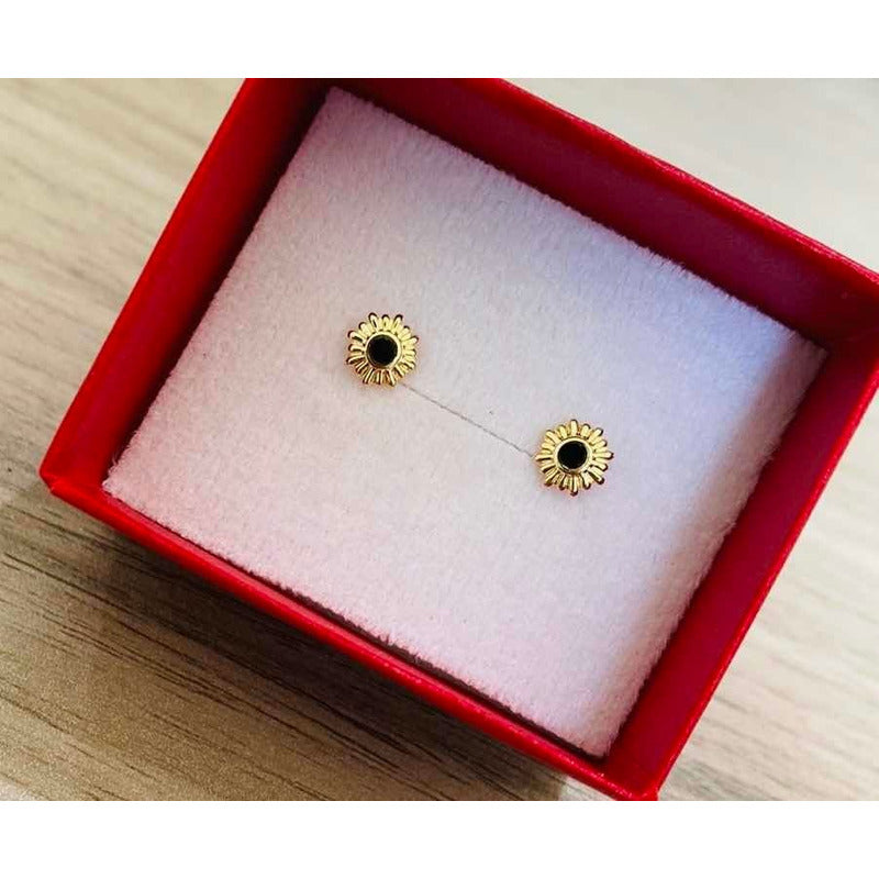 Broquel Sol Negro En Oro De 10 K + Obsequio + Envío