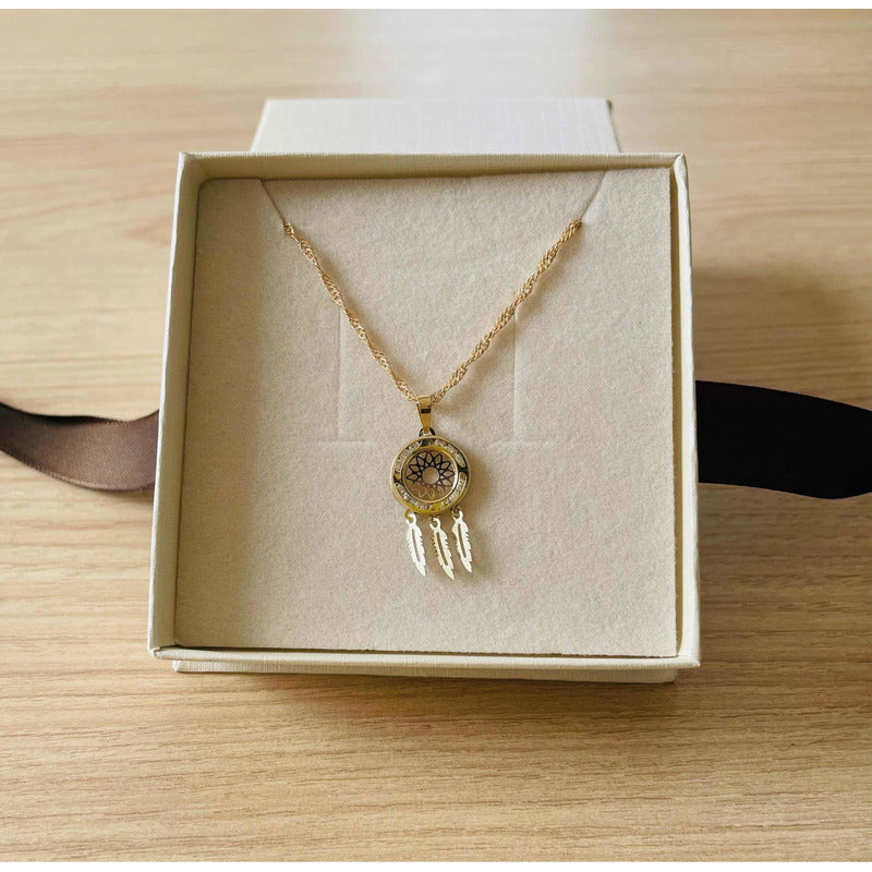 Collar Atrapa Sueños Buena Suerte Oro 10 K  + Obsequio