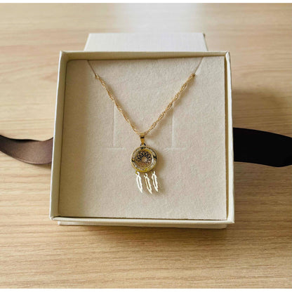 Collar Atrapa Sueños Buena Suerte Oro 10 K  + Obsequio